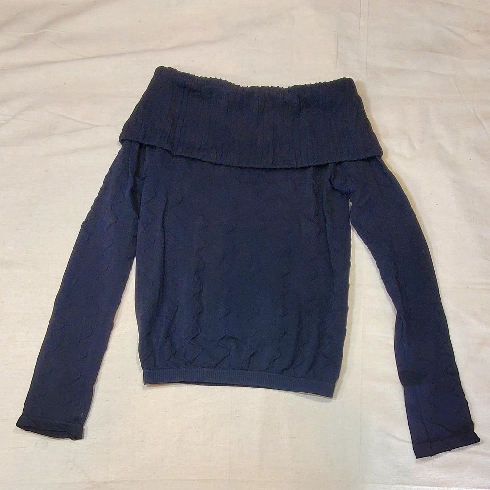 Shape FX Womans Roll Collar Sweatshirt - One Size - Black